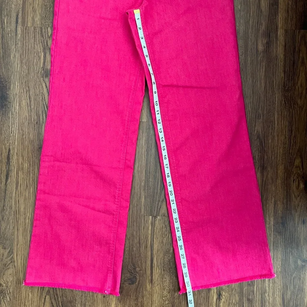 G by Giuliana Pink Stretch Bootcut Wide Leg Jean Raw Hem Barbiecore Y2K Pop 10